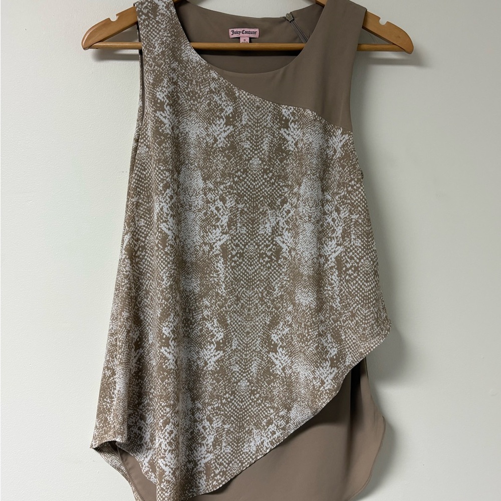 Juicy Couture‎ Taupe and White Sleeveless Top